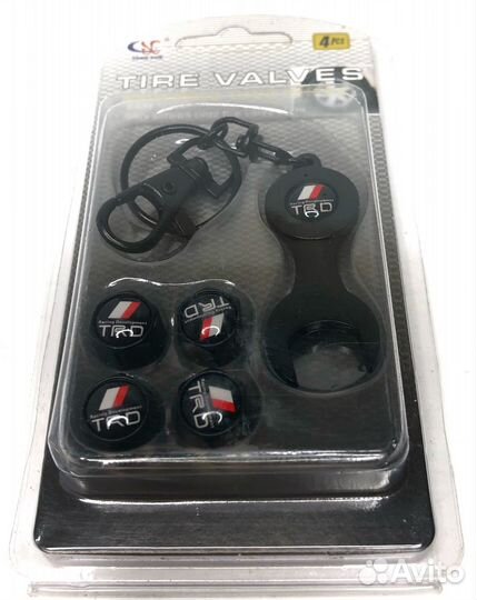 Колпачки на ниппеля - TRD (с ключом/черный) (Черны