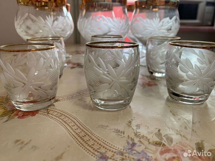 Винные бокалы на ножке с рюмками, набор 12 шт