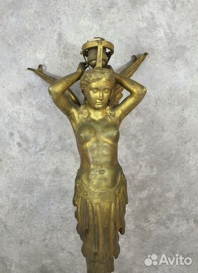 Лампа бронза Ангел 19 век Европа ампир
