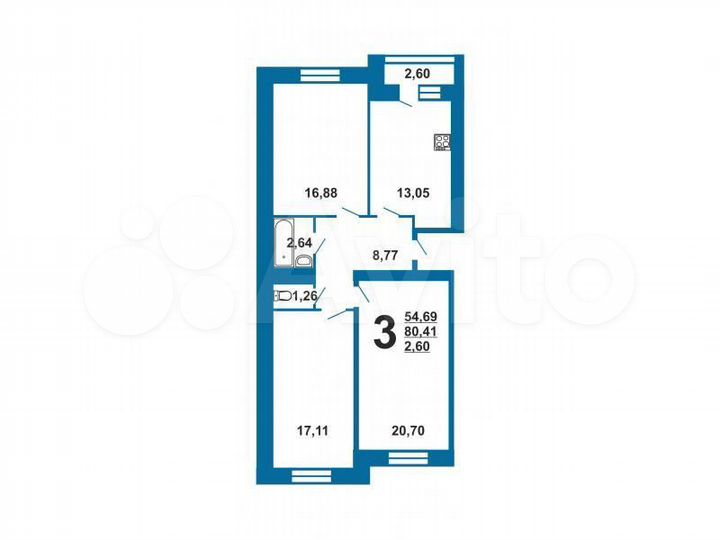 3-к. квартира, 85,5 м², 9/10 эт.