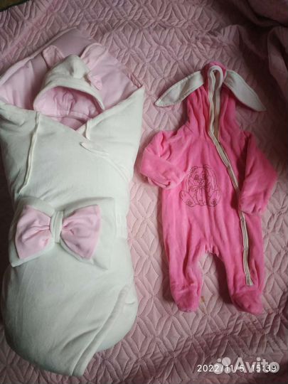 Конверт-одеяло на выписку + шапочка+ комбинезон