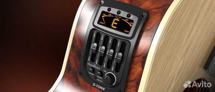 Эквалайзер д/акустической гитары с тюнером, врезно