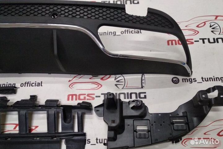 Mercedes C-Class w205 задний диффузор 63 AMG Хром