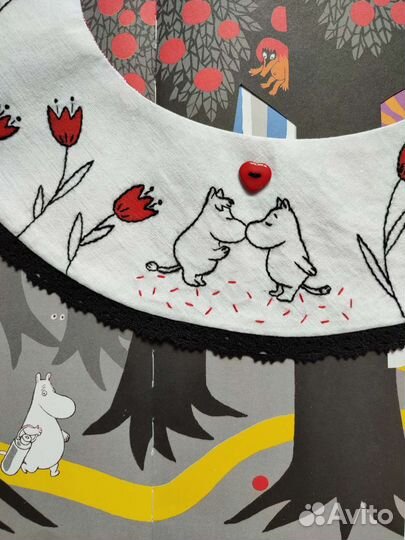 Съемный воротничок ручная работа муми-тролль