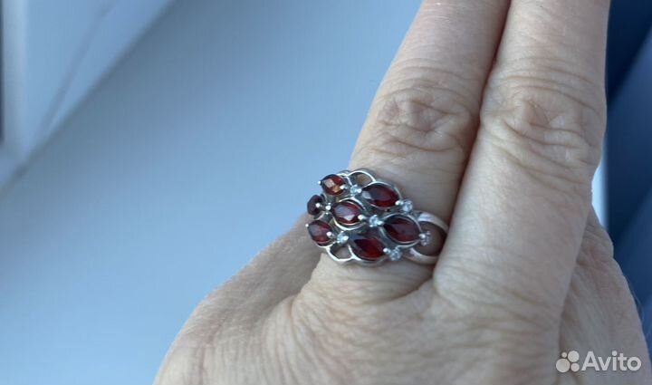 Кольцо серебро, гранаты, размер 15,5