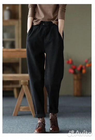 Брюки тёплые женские чёрные 46