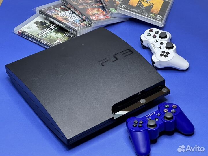 Sony PS3 slim прошитая 320gb. 45игр. 2 дж-ка