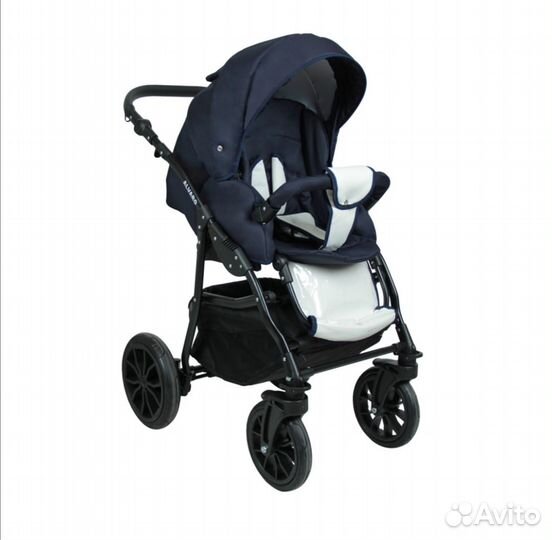 Коляска 2в1 Alis alvaro al 07 (т.синий+белая кожа)