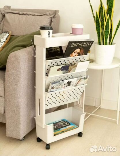 Этажерка на колесах для канцелярии и журналов