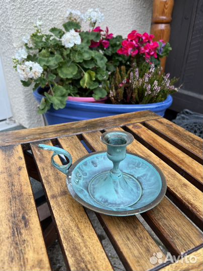 Винтажный Английский Латунный подсвечник