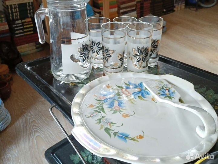 Графин, стаканы, тортница СССР