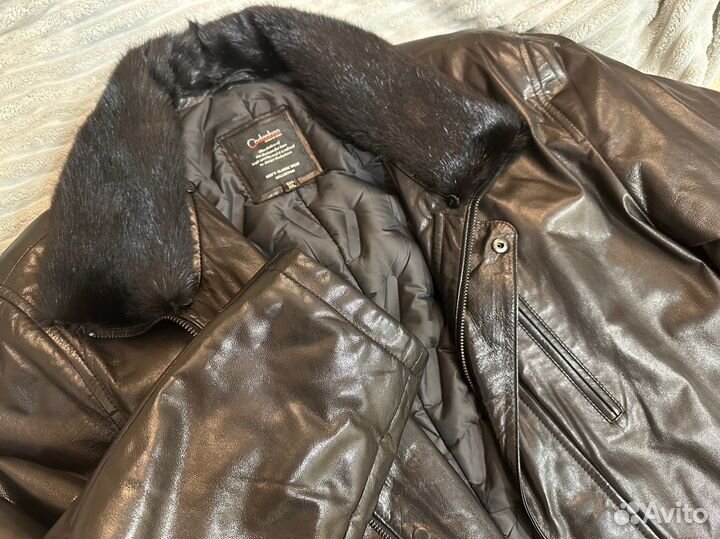 Зимняя кожаная мужская куртка 52