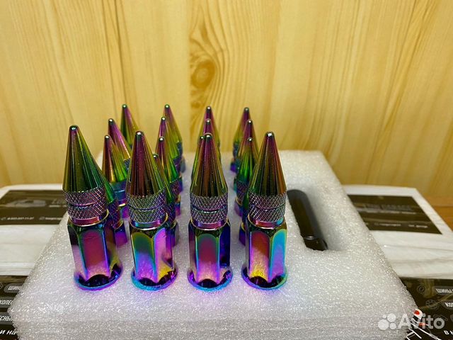 Гайки Пики 12*1.5 Стальные. Радужный хром. 80мм