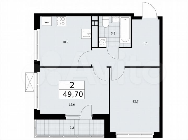 2-к. квартира, 49,7 м², 17/17 эт.