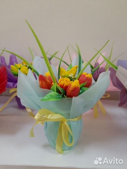 Букеты тюльпанов из мыла ручная работа