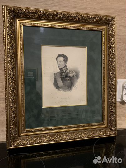 Старинная гравюра Император Николай Первый