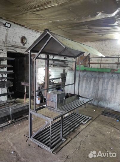 Мангал с печью под казан и крышей