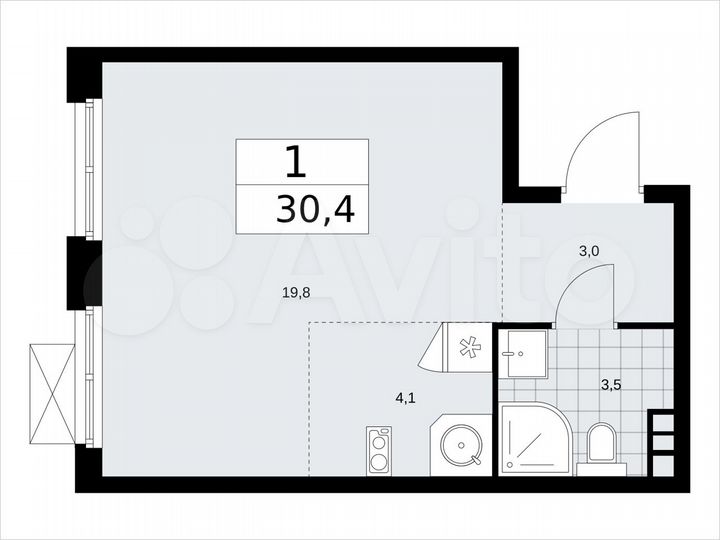 Квартира-студия, 30,4 м², 3/18 эт.