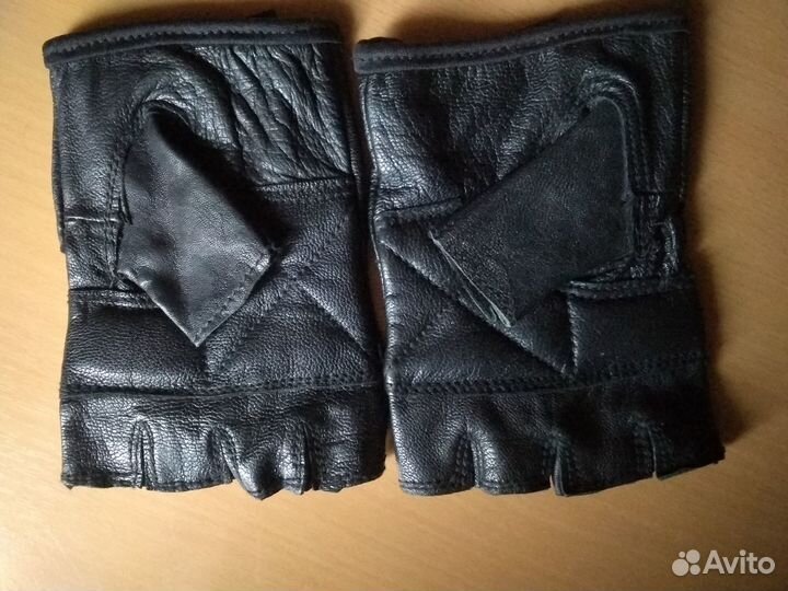 Перчатки митенки кожаные