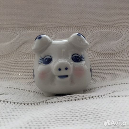 Копилка свинка фарфор подарок Гжель