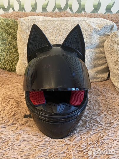 Мото шлем с ушками