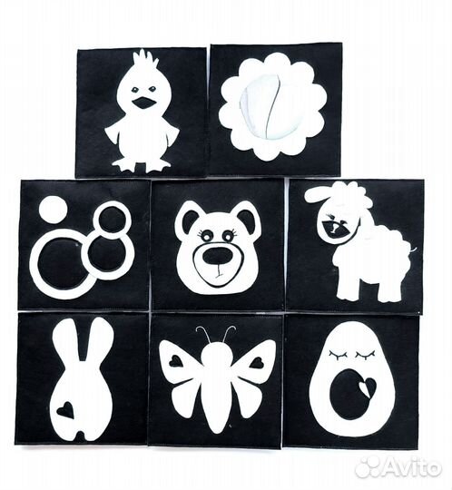 Для младенцев - карточки из фетра черно-белые