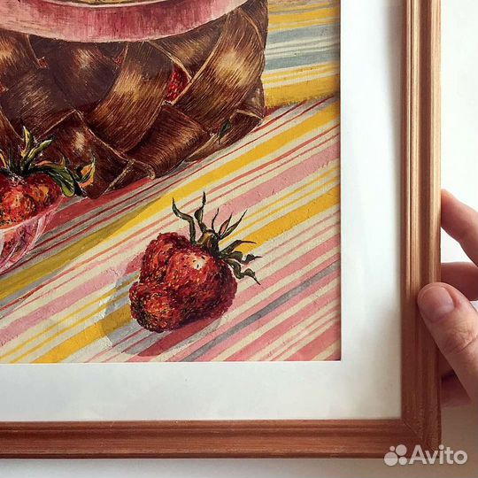 Летняя акварель в раме 30х40