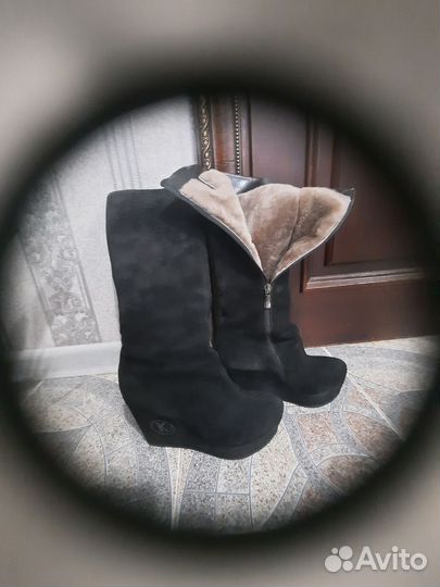 Зимние женские сапоги 38 натуральная замша