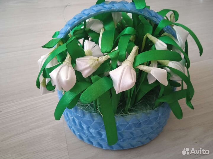 Корзинка подснежников ручной работы