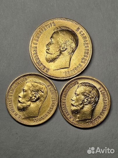 Золотые царские монеты. Николай 2. Оригинал