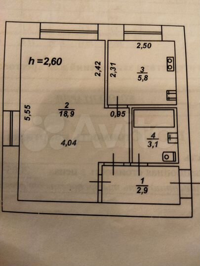 1-к. квартира, 30,7 м², 1/5 эт.