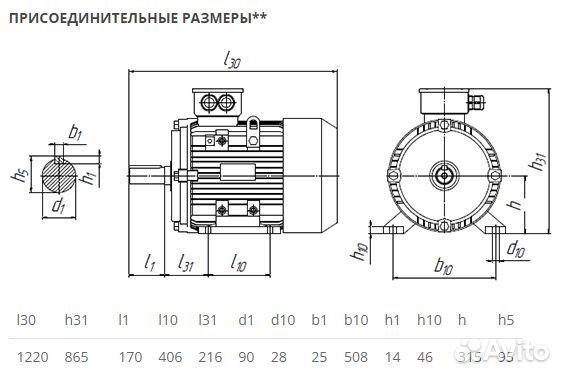 Электродвигатель аир 315S6 (110кВт-1000об) новый