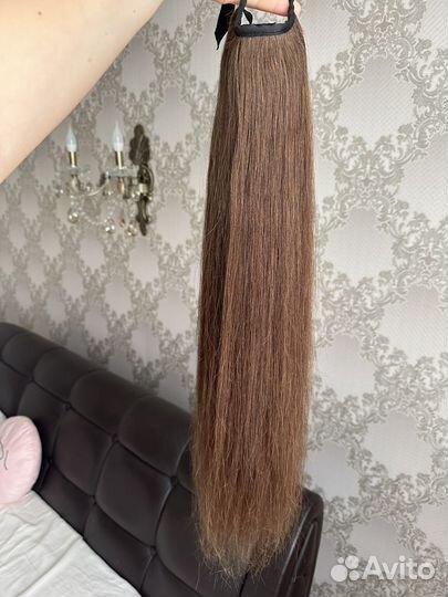 Хвост из натуральных волос 65 см
