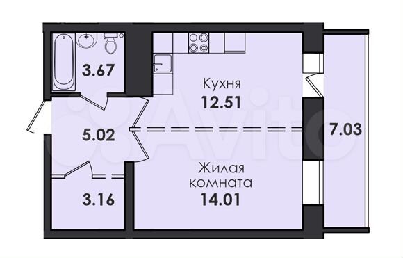 1-к. квартира, 45,7 м², 10/17 эт.