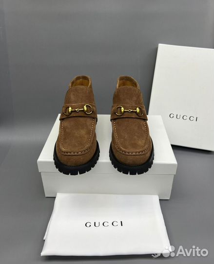 Полуботинки женские песочные Gucci рыжие