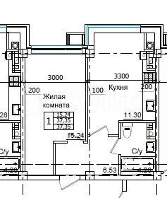 1-к. квартира, 37,4 м², 2/5 эт.