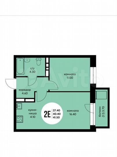 2-к. квартира, 41,5 м², 10/10 эт.