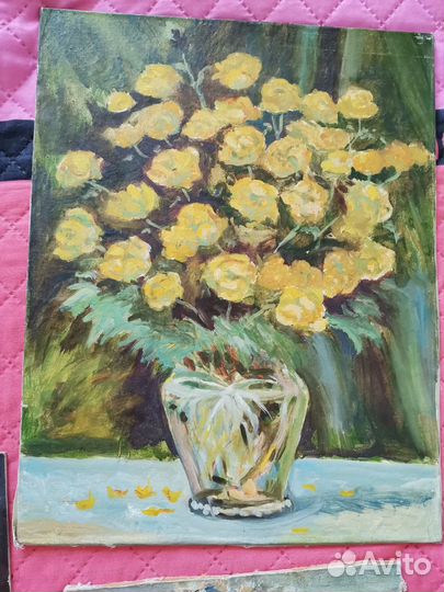 Картина маслом на холсте цветы, пейзаж, натюрморт