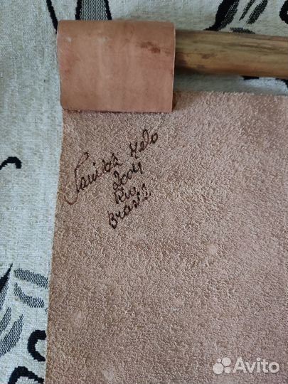 Картина из кожи и бамбука