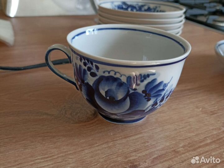 Чашка с блюдцем гжель