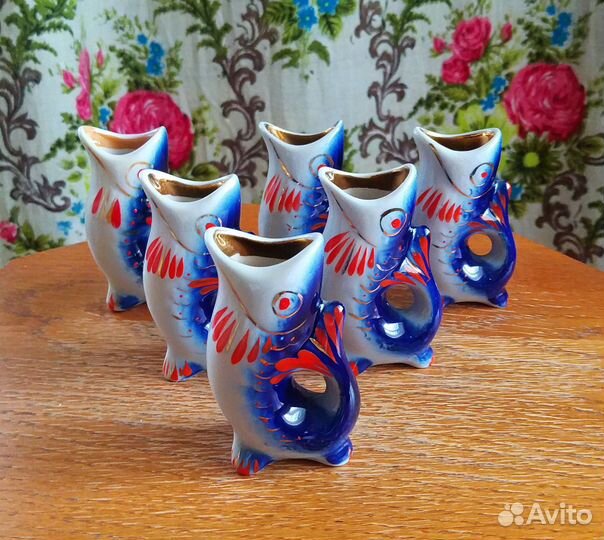 Фарфор набор для крепких напитков.(Рыбки)