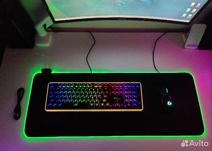 Коврик для мыши 80х30 с подсветкой rgb светящийся