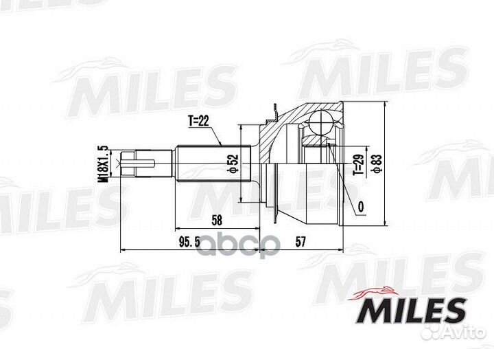 Шрус daewoo nexia 1.5 96- нар. ga20081 Miles