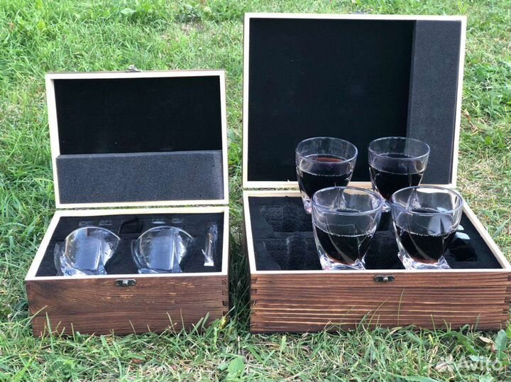 Подарочный набор 4 стакана камни в кейсе