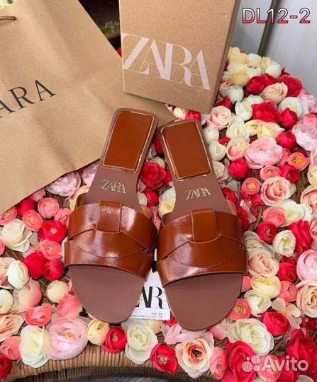 Тапочки zara натуральная кожа