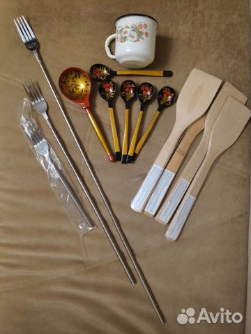 Ложки Хохлома, лопатки, вилки телескопические, кру