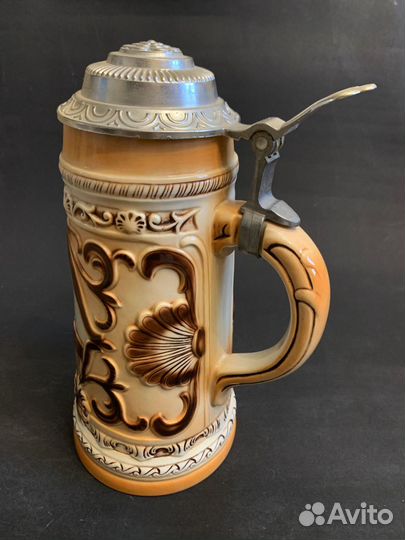 Немецкая керамич. пивная кружка (Gera) антикварная