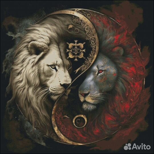 Набор для вышивки крестом Львы Инь и Ян