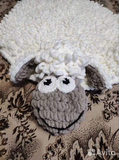 Коврик Овечка из пряжи Ализе Пуфи/Alize Puffy