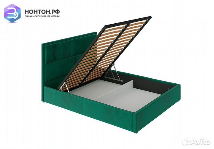 Кровать Стокгольм с подъемным механизмом велюр зел